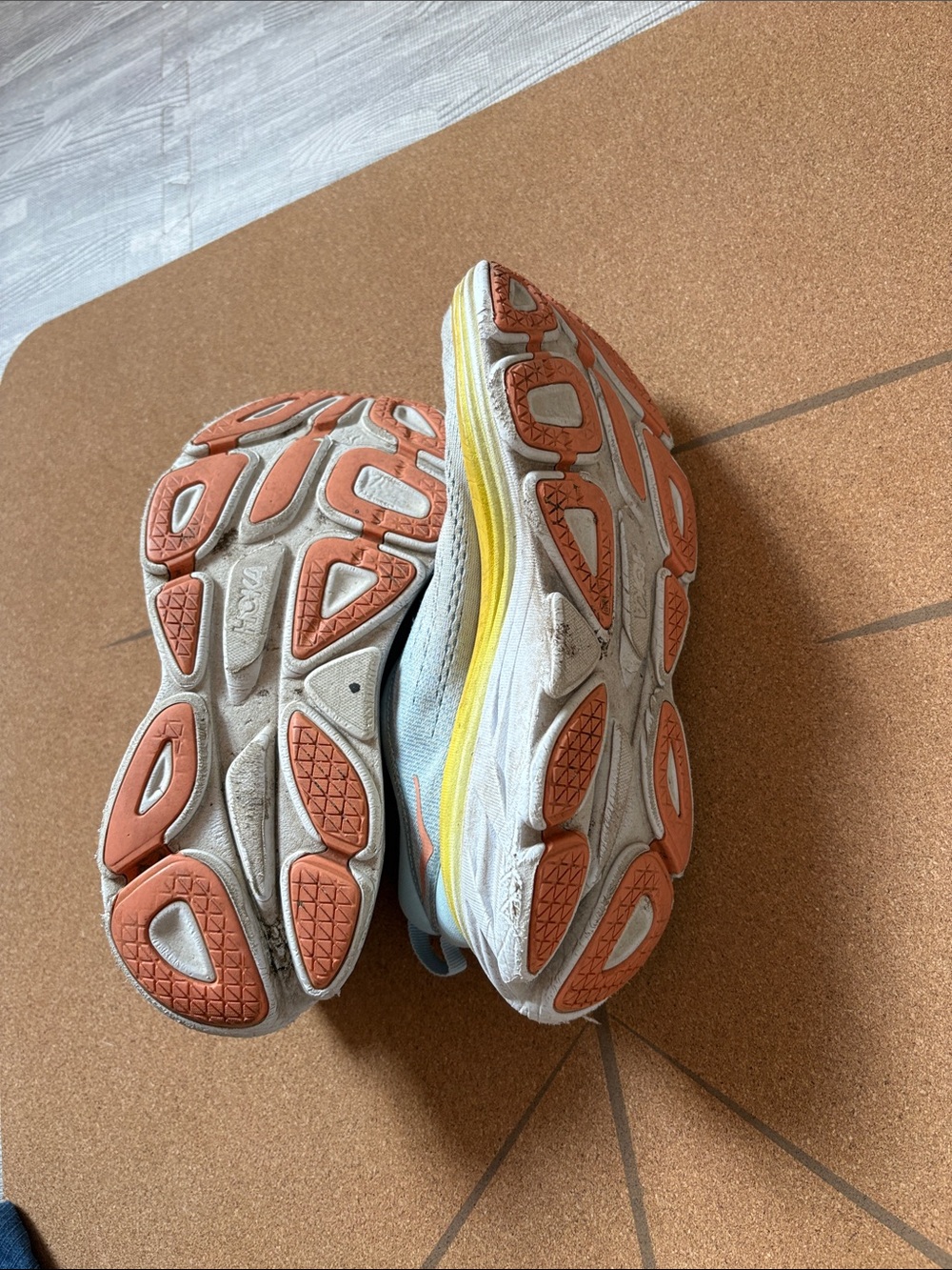 Hoka W Bondi 8 Women's Light Blue, Yellow & Coral Athletic Running Shoes - Picture 7 of 7